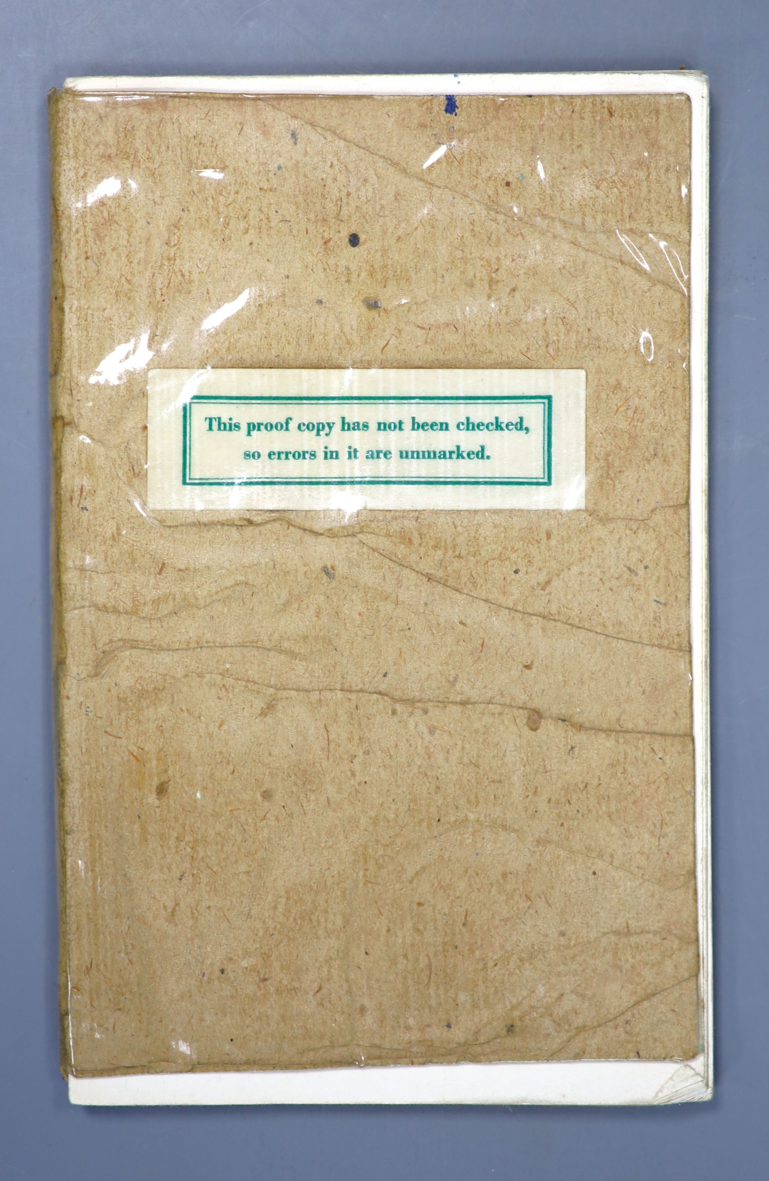 Betjaman, John, Sir - A Few Late Chrysanthemums, the authors uncorrected proof copy, 12mo, limp wrappers, half title with authors ink presentation inscription - ‘’To Freckley [Jill Menzies], with Spanzbury’s corrections